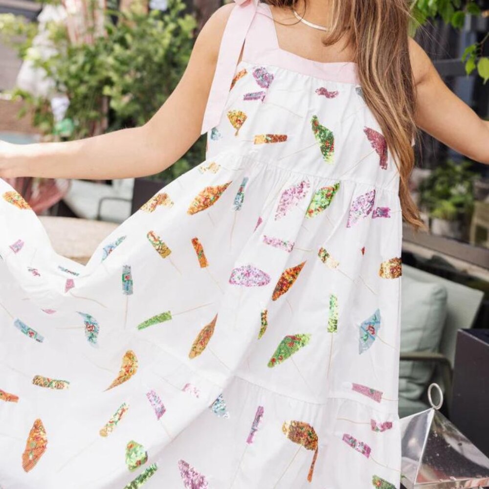QUEEN OF SPARKLES Colorful Sequin Midi Dress